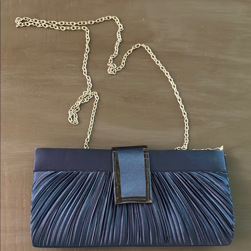 Elegant Blue Clutch with Chain Strap